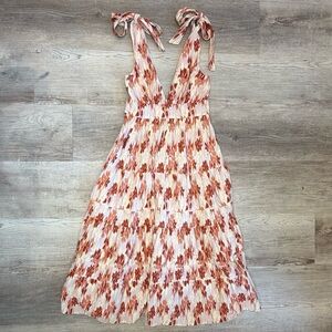 House of Harlow 1960 V-neck adjustable Strap Tiered Maxi Dress Womens Size S